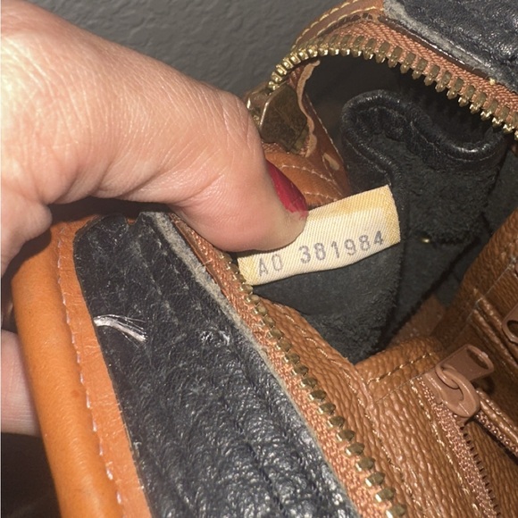 Dooney & Bourke Pebbled Leather Satchel Black Brown Top Handle Bag